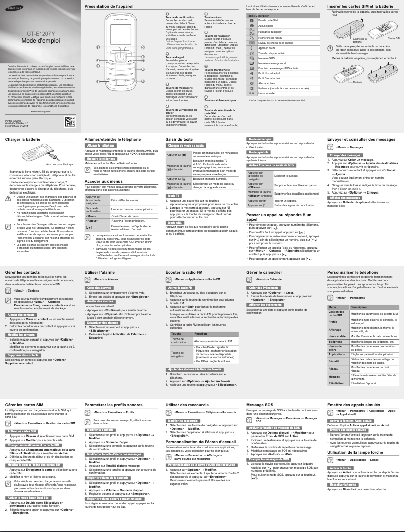 Página 1 del manual Manual de usuario Samsung GT-E1207Y
