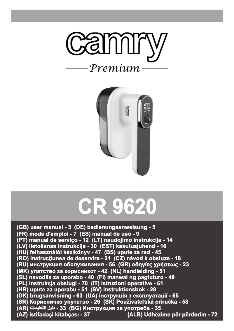 Page 1 de la notice Manuel utilisateur Camry CR 9620