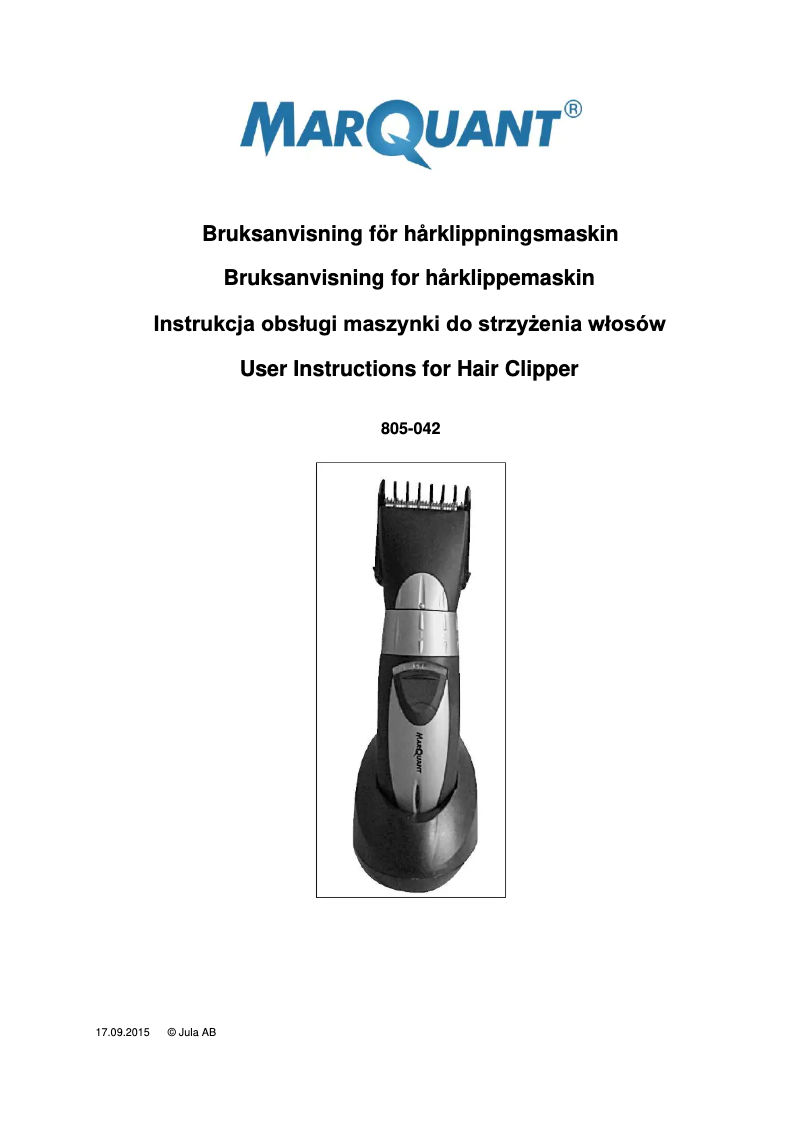 Image de la première page du manuel de l'appareil 805-042