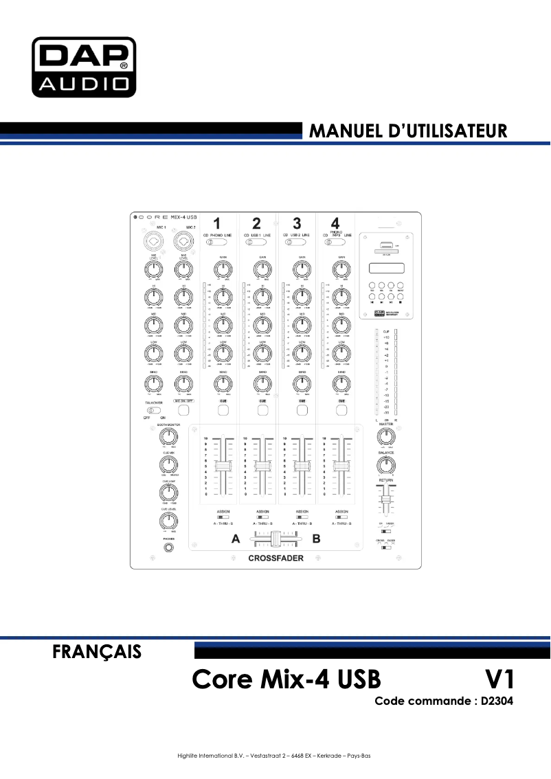 Page 1 de la notice Manuel utilisateur DAP-Audio Core Mix-4 USB