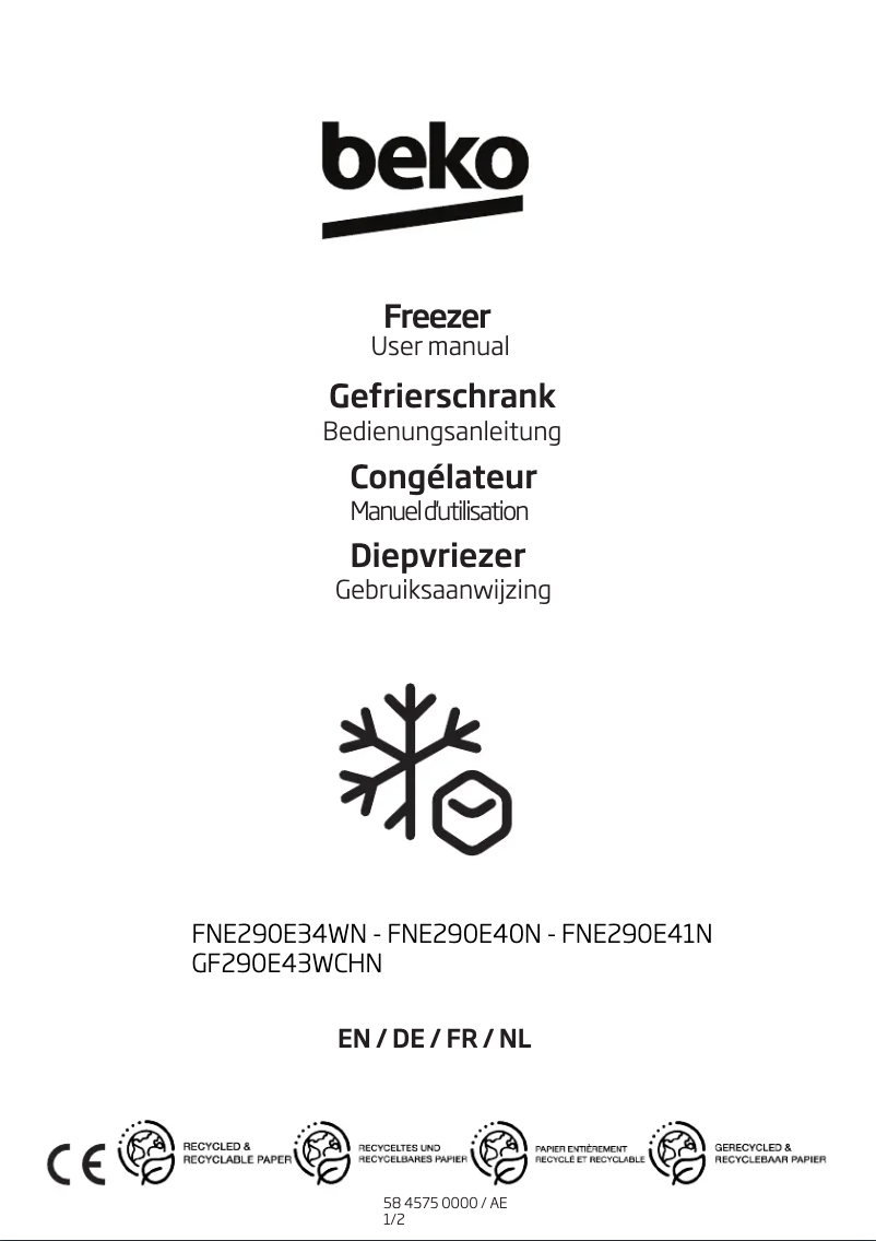Page n°1 - Manuel utilisateur Beko FNE290E41N