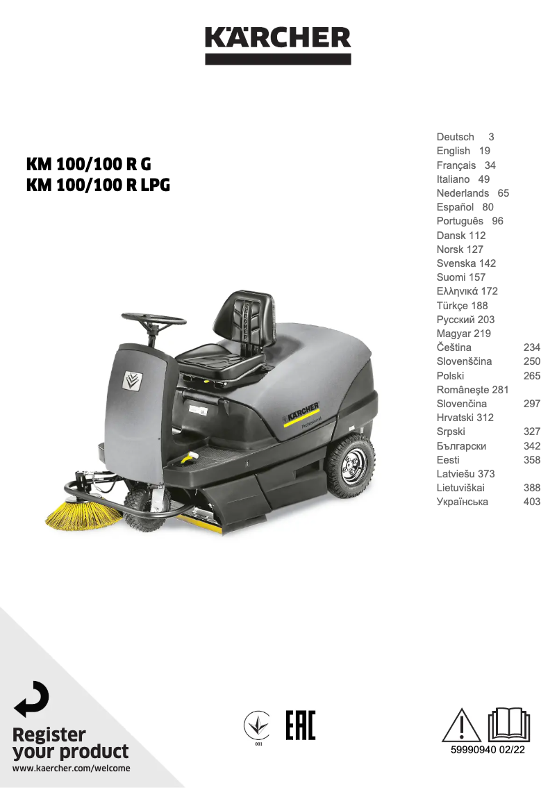 Página 1 del manual Manual de usuario Kärcher KM 100/100 R G