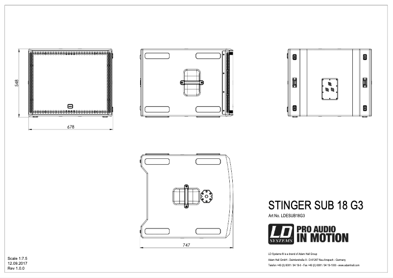 Page 1 de la notice Fiche technique LD Systems STINGER SUB 18 G3