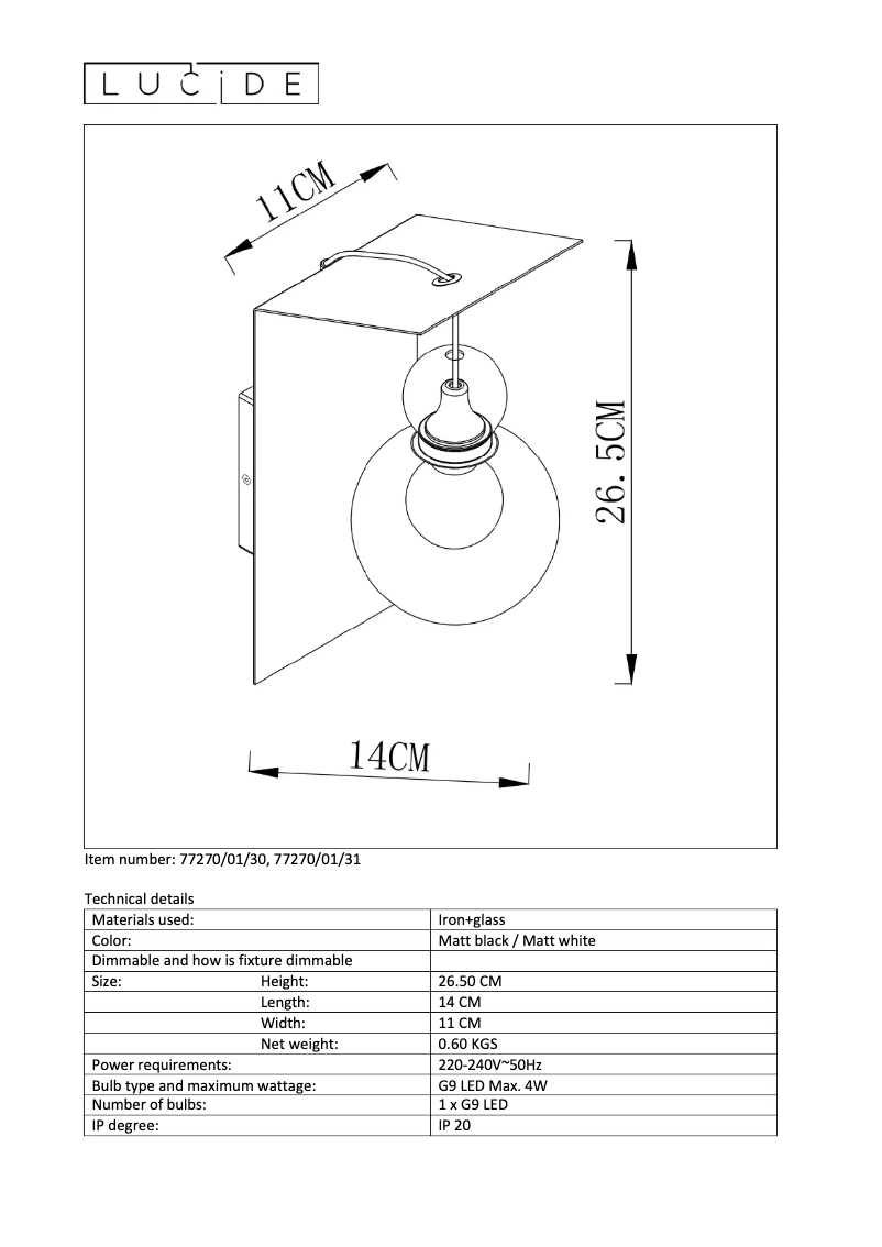 Page 1 de la notice Manuel utilisateur Lucide Mads 77270/01/30