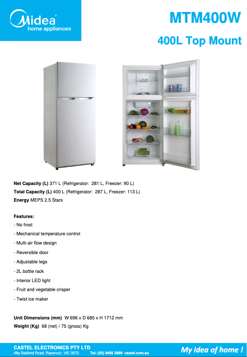 Image de la première page du manuel de l'appareil MTM400W