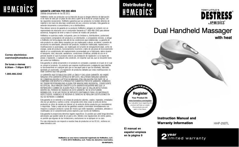 Page n°1 - Manuel utilisateur Homedics HHP-250-TL