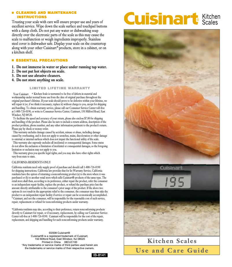 Page 1 de la notice Manuel utilisateur Cuisinart KML-10