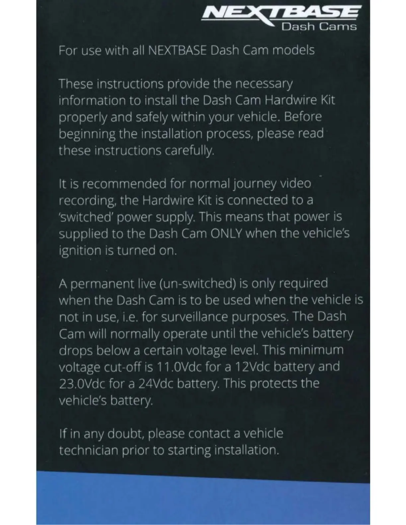 Page 1 de la notice Manuel utilisateur Nextbase DVRS2HK