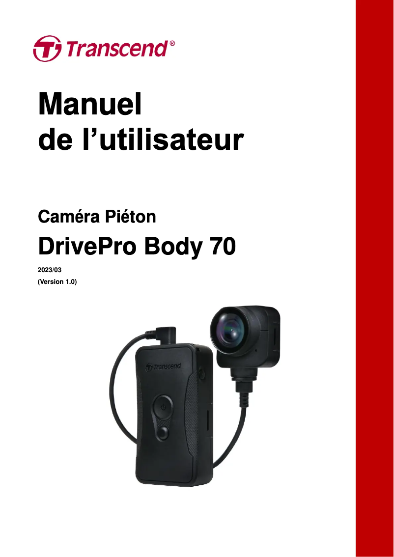Image de la première page du manuel de l'appareil DrivePro Body 70