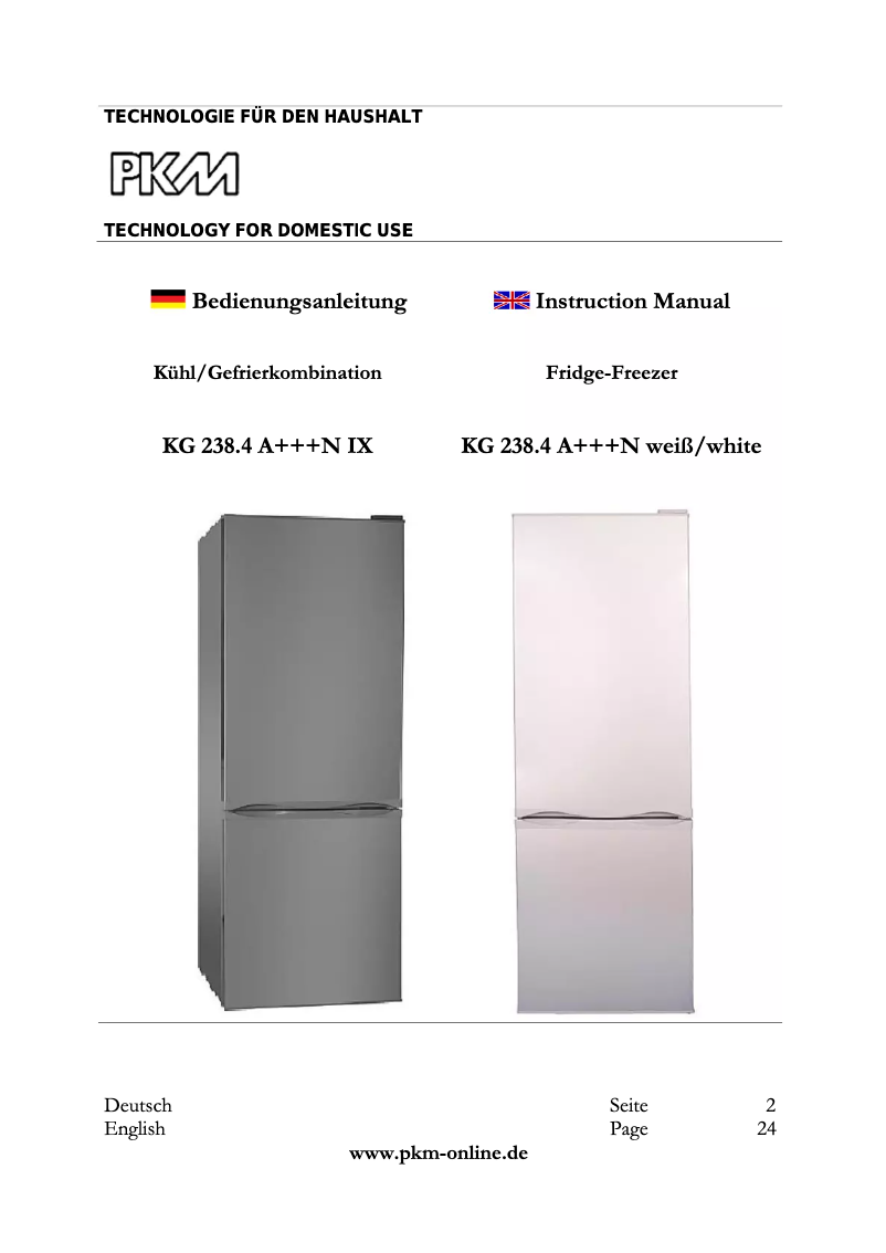 Image de la première page du manuel de l'appareil KG238.4A+++N