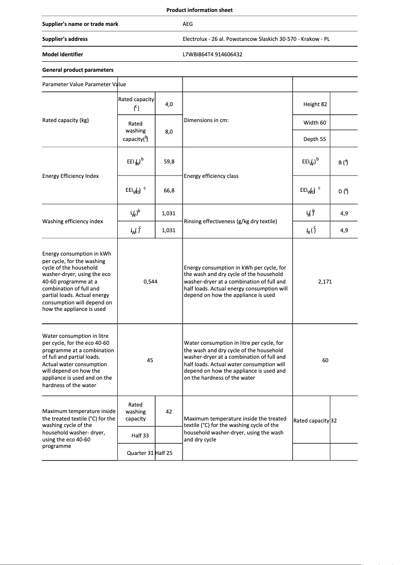 Image de la première page du manuel de l'appareil L7WBI864T4