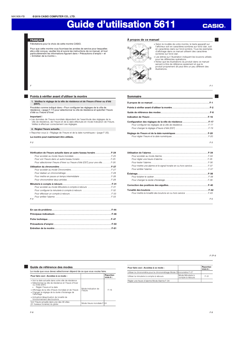 Image de la première page du manuel de l'appareil G-shock GA-2100-4AER