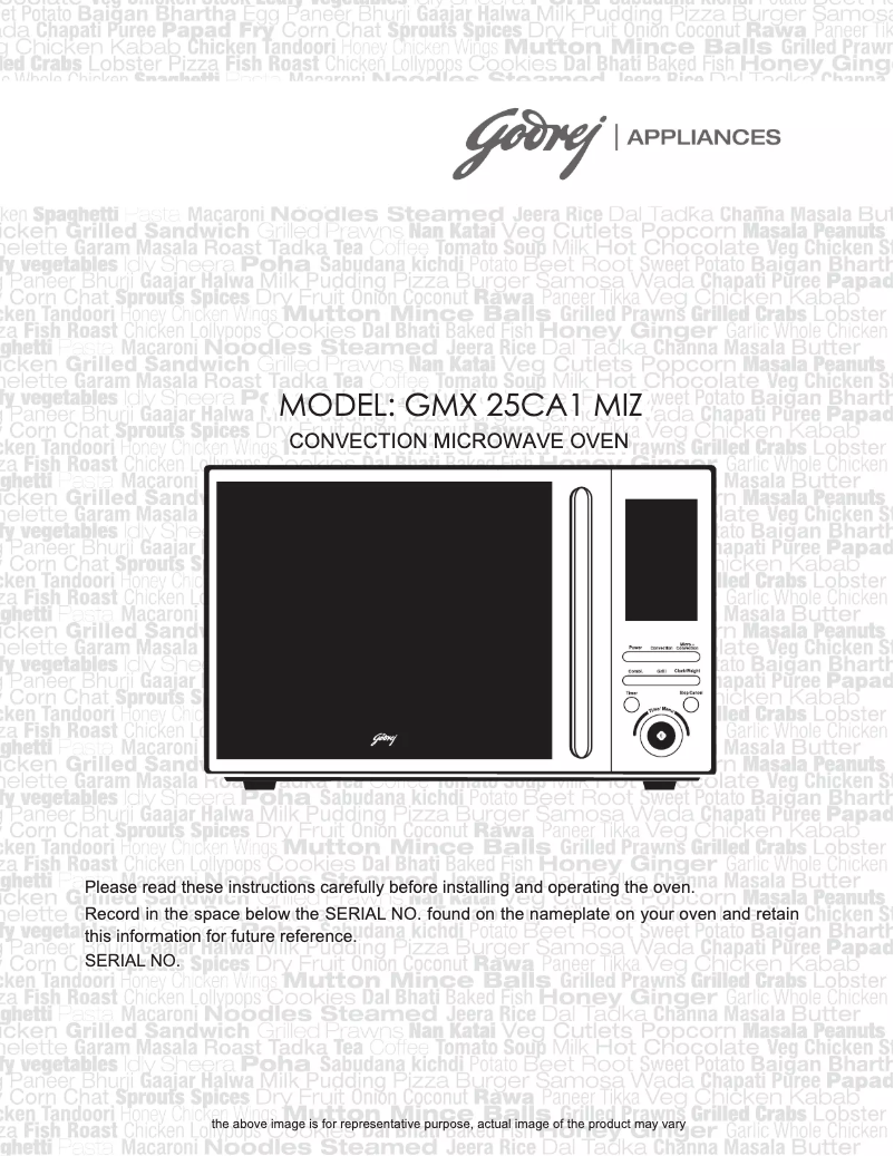 Page n°1 - Manuel utilisateur Godrej GMX 25CA1 MIZ
