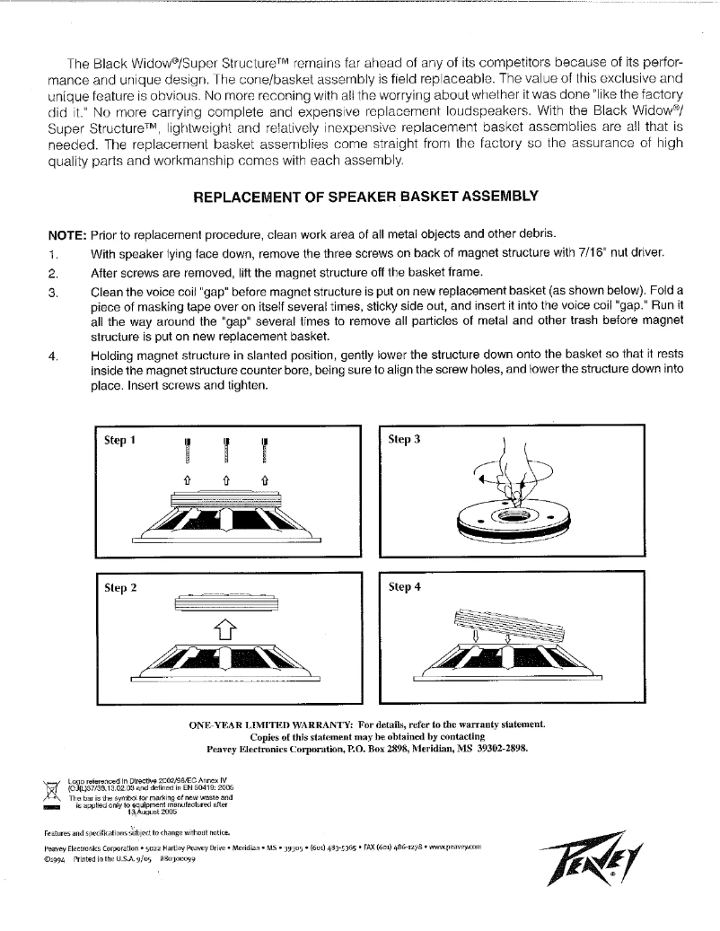 Page n°1 - Manuel utilisateur Peavey 1208-4 SPS BWX RB