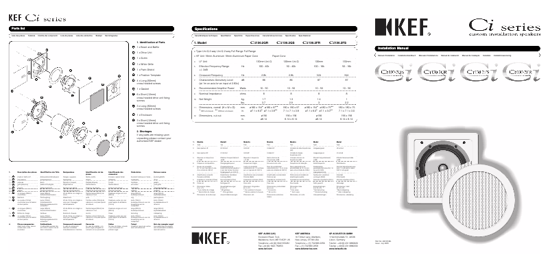 Page n°1 - Manuel utilisateur KEF CI130.2