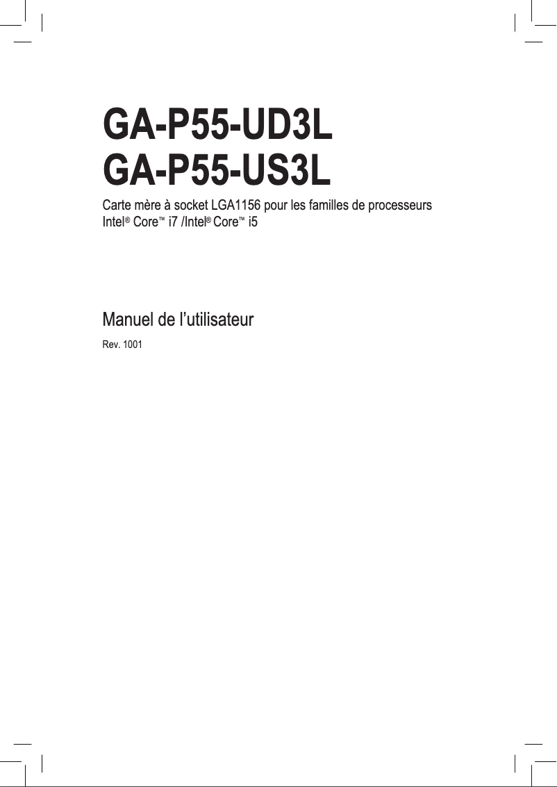 Image de la première page du manuel de l'appareil GA-P55-UD3L