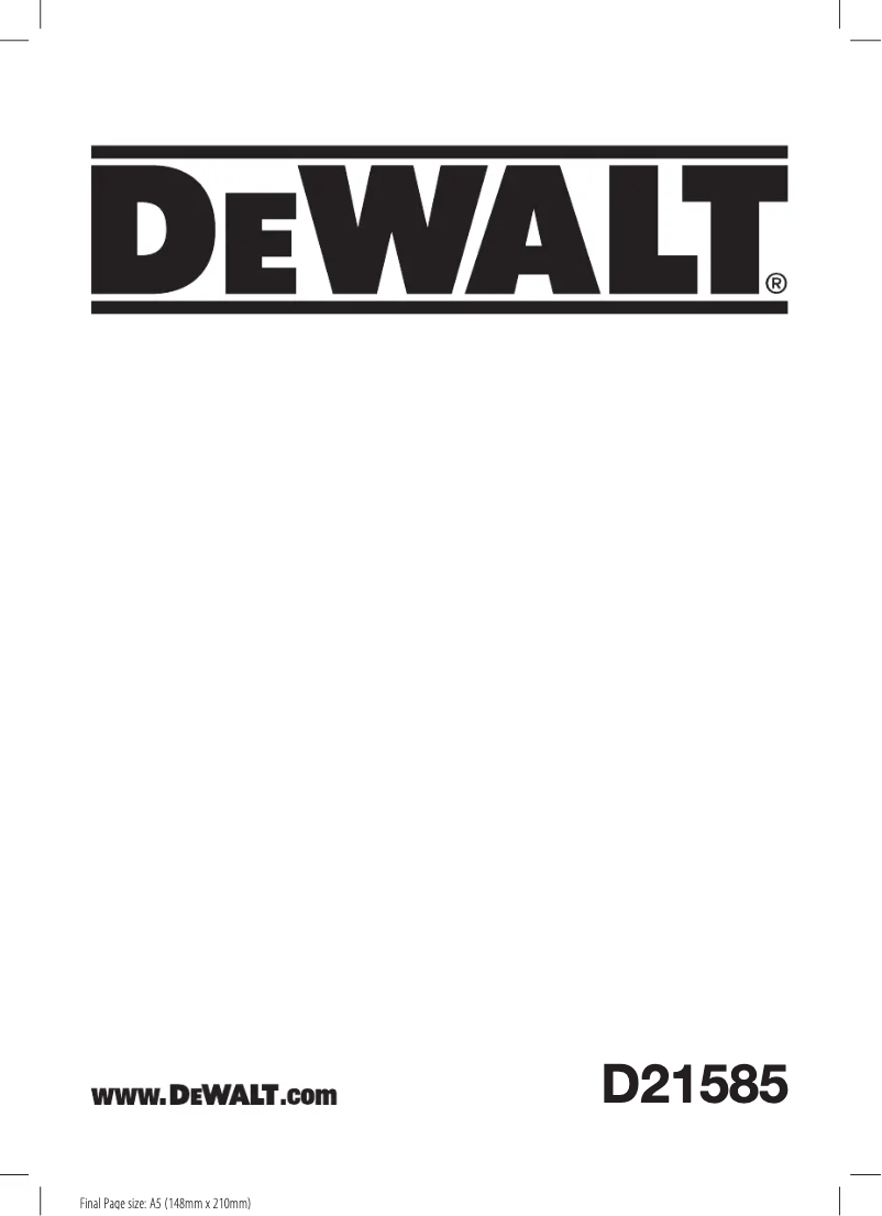 Page 1 de la notice Manuel utilisateur DeWalt D21585