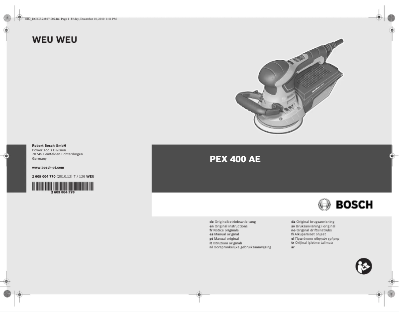 Page 1 of the manual User Manual Bosch PEX 400 AE