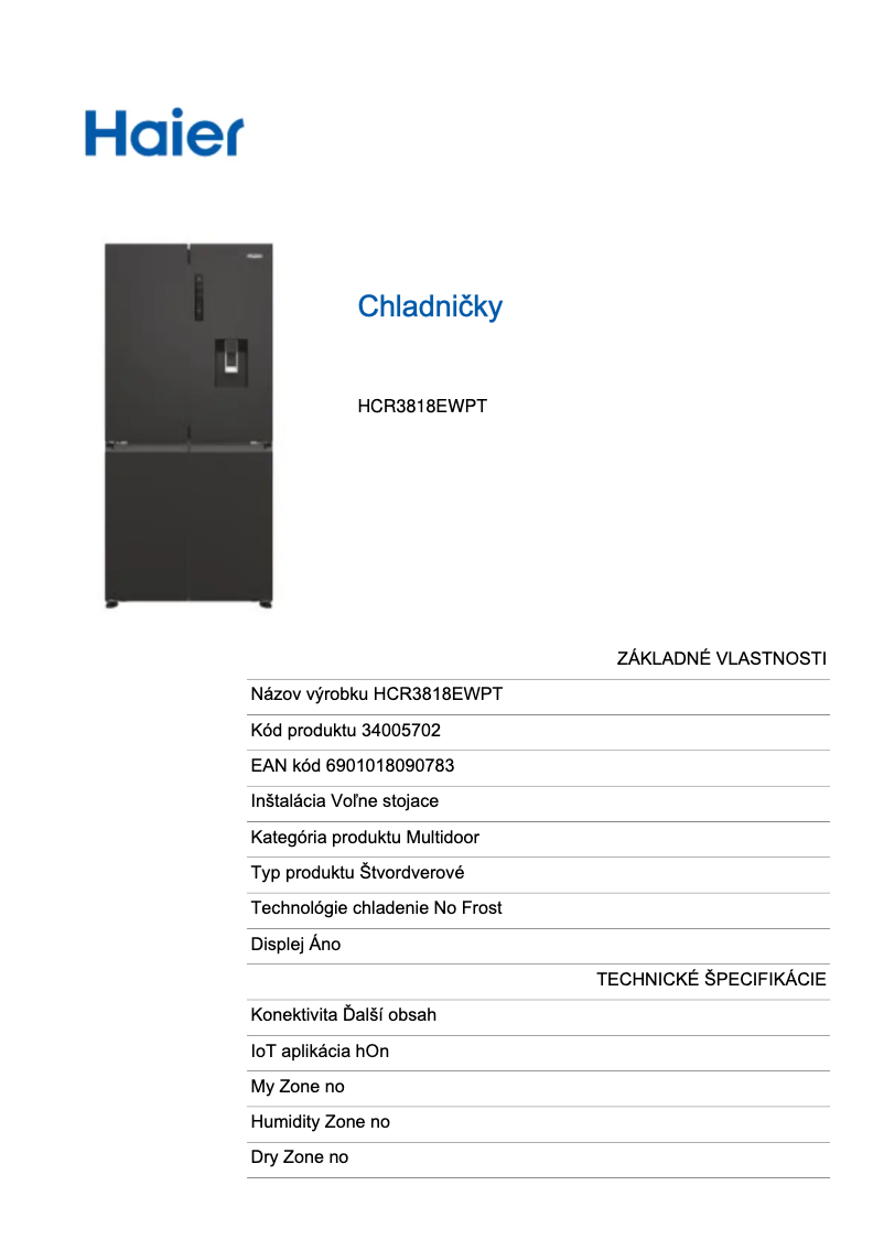 Image de la première page du manuel de l'appareil HCR3818EWPT