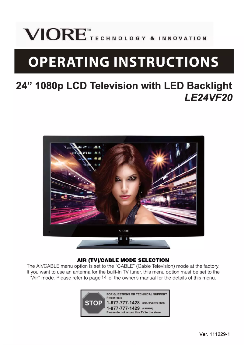 Page n°1 - Manuel utilisateur Viore LE24VF20