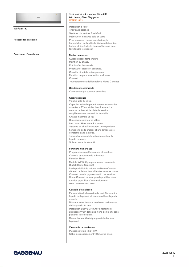 Image de la première page du manuel de l'appareil WSP221132