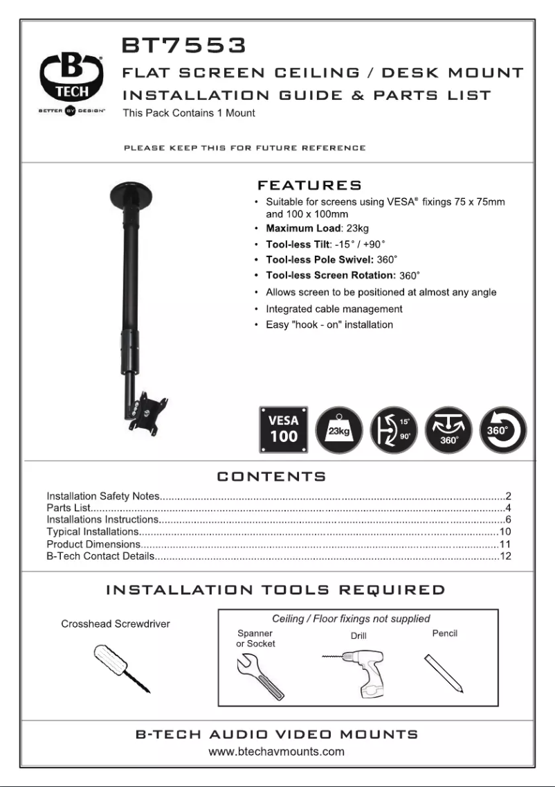 Image de la première page du manuel de l'appareil BT7553-200