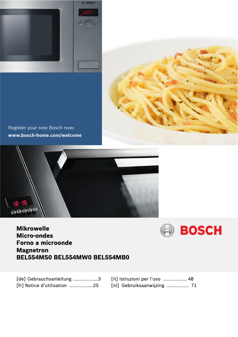 Page 1 de la notice Manuel utilisateur Bosch BEL554MW0