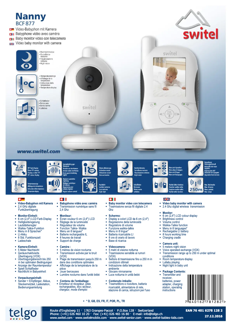 Page 1 de la notice Fiche technique Switel BCF877