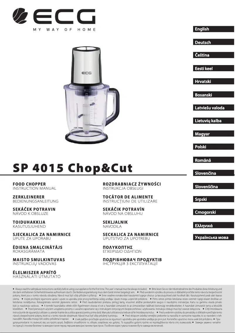 Page 1 de la notice Manuel utilisateur ECG SP 4015 Chop&Cut
