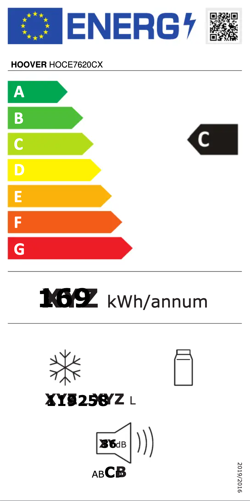 Page 1 de la notice Label énergétique Hoover HOCE7620CX