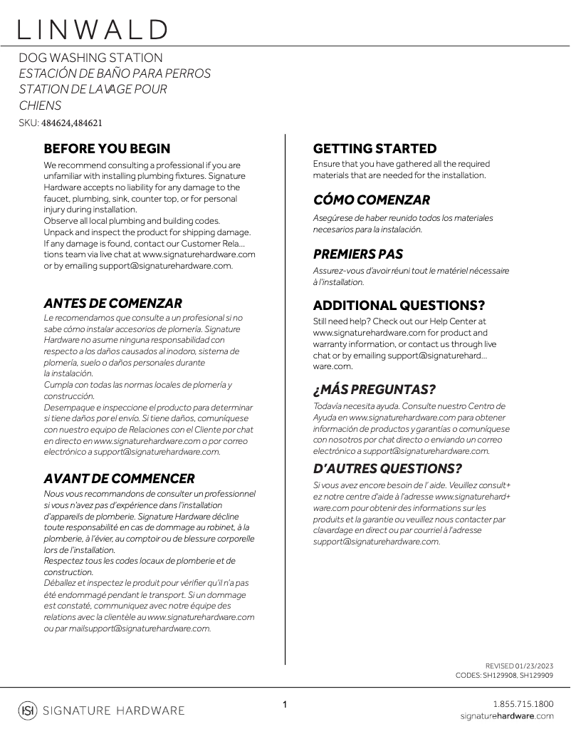 Page 1 de la notice Manuel utilisateur Signature Hardware Linwald 484621