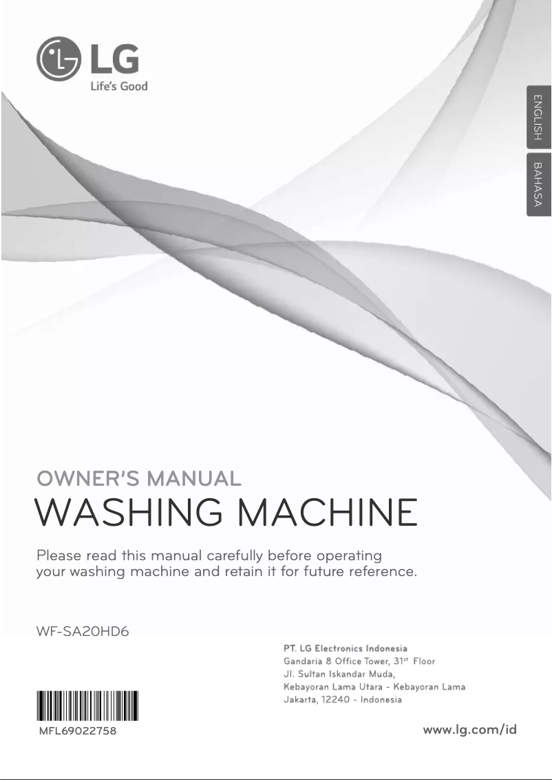 Page 1 de la notice Manuel utilisateur LG WF-SA20HD6