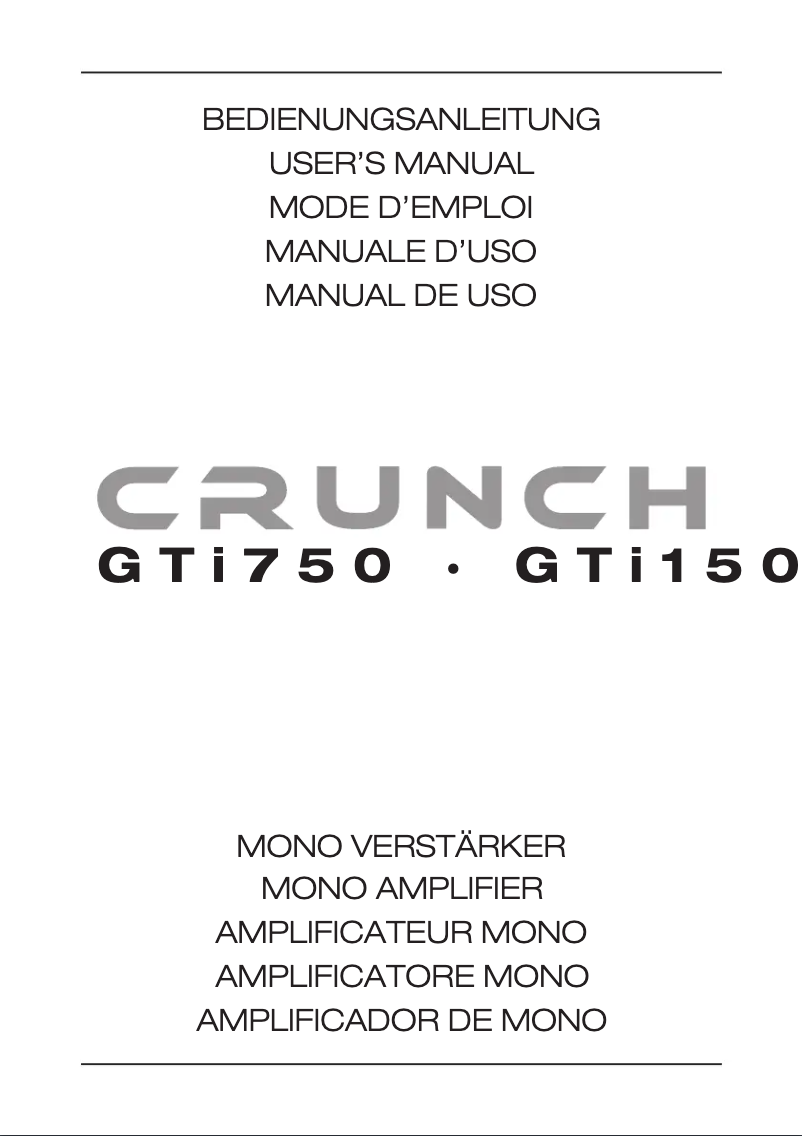 Page n°1 - Manuel utilisateur Crunch GTi750