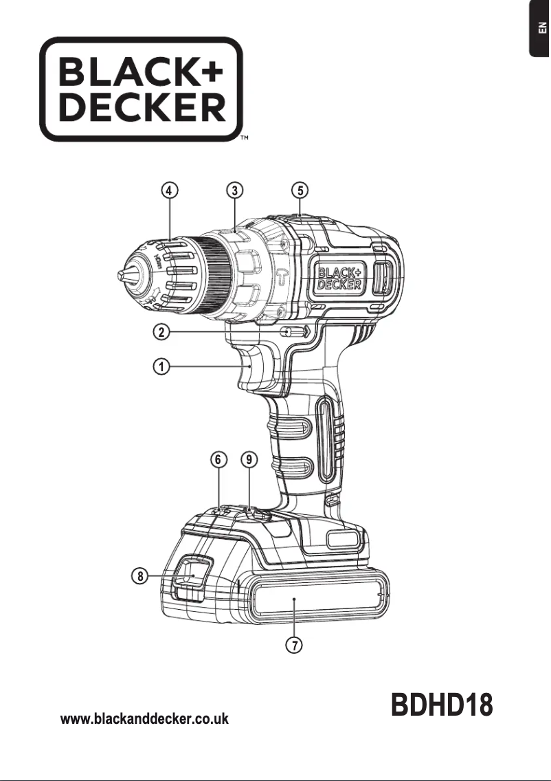 Page 1 de la notice Manuel utilisateur Black & Decker BDHD18