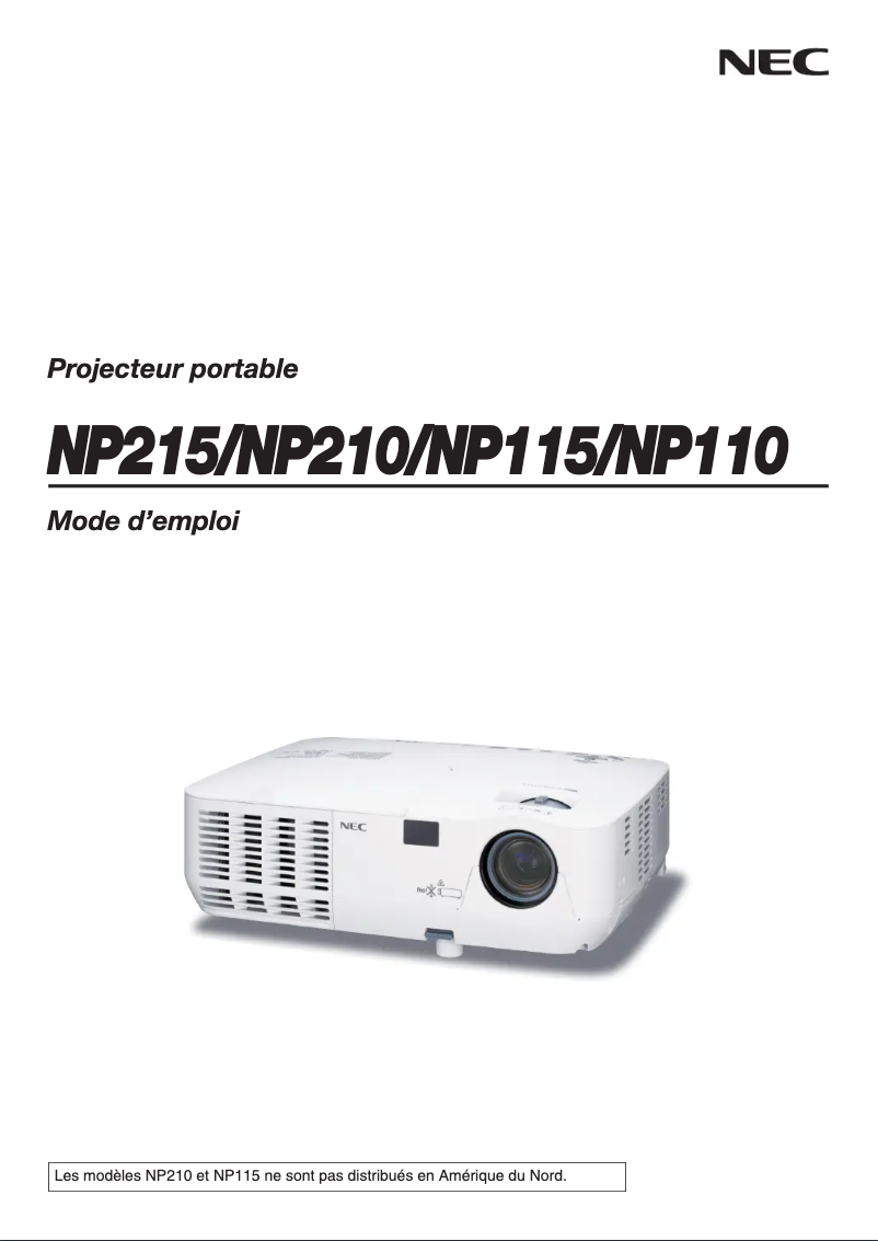 Page 1 de la notice Mode d'emploi NEC NP210