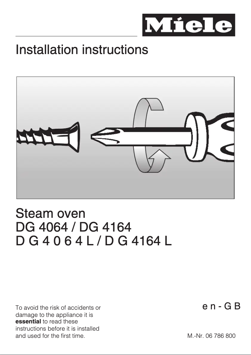 Page 1 de la notice Manuel utilisateur Miele DG 4064