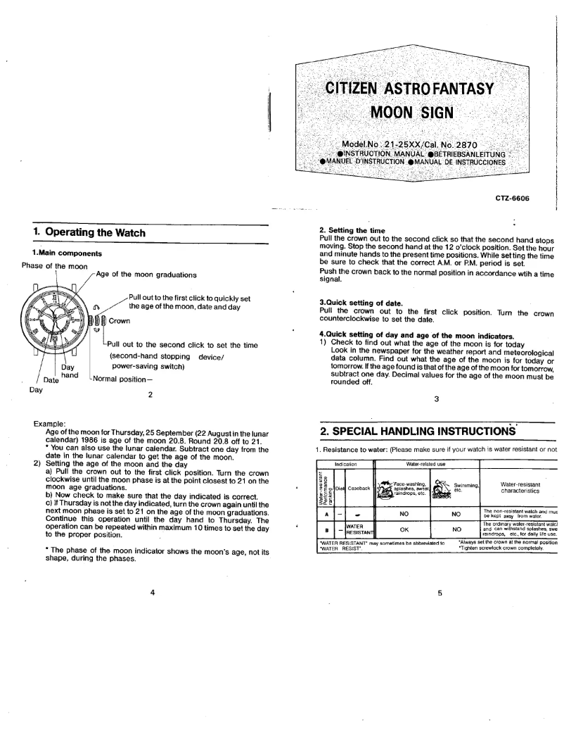 Image de la première page du manuel de l'appareil Cal 2870