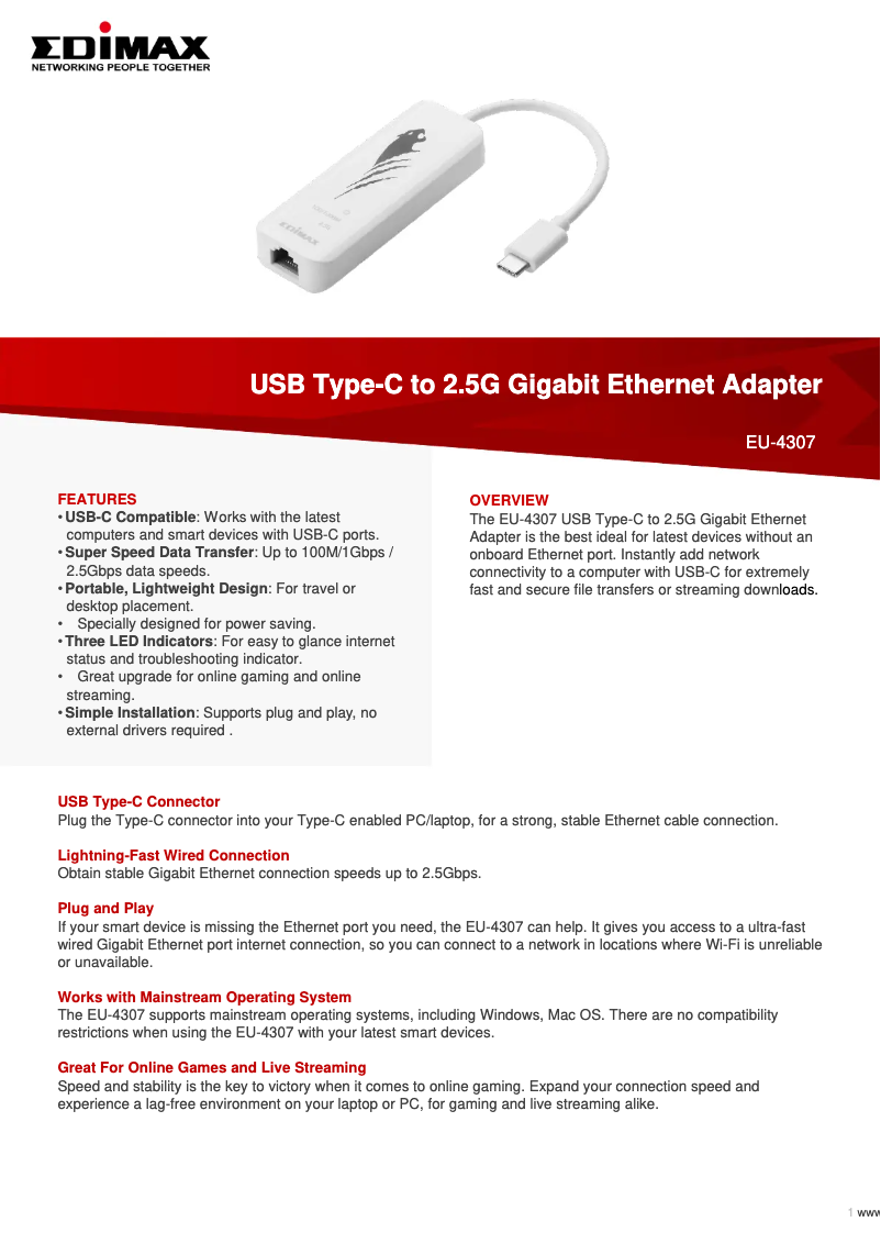 Page n°1 - Fiche technique Edimax EU-4307