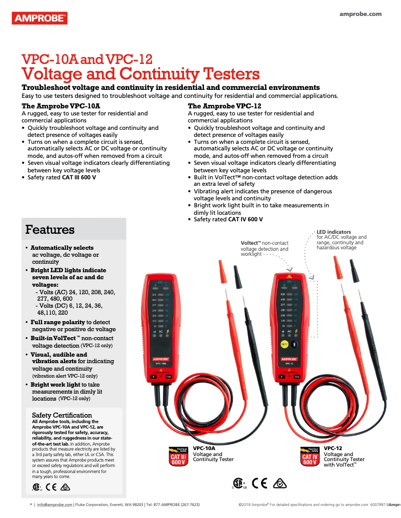 Page n°1 - Fiche technique Amprobe VPC-12