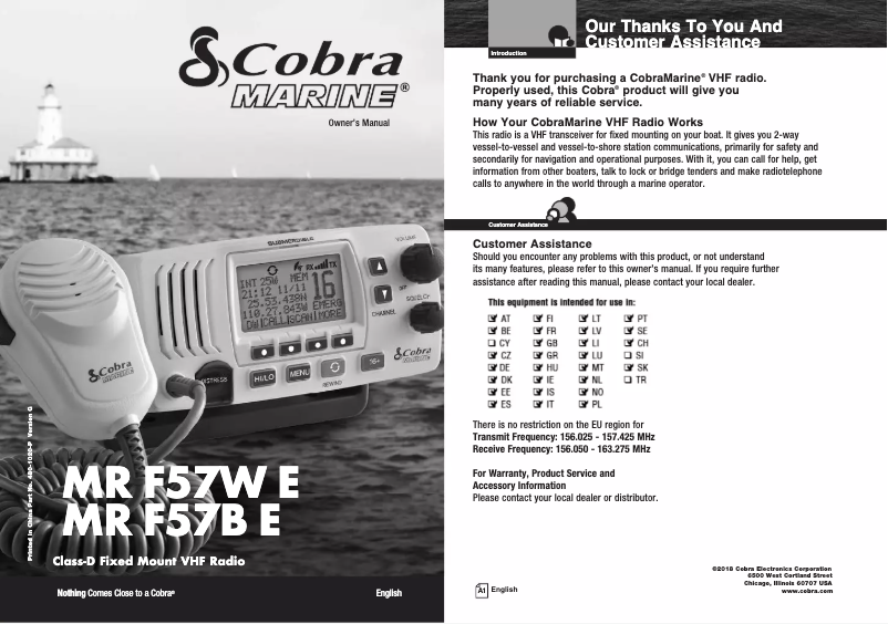 Página 1 del manual Manual de usuario Cobra F57