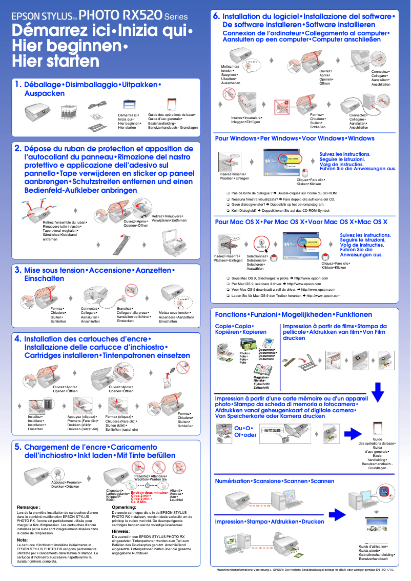 Page 1 de la notice Manuel utilisateur Epson Stylus Photo RX520
