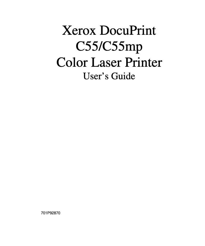 Page 1 de la notice Manuel utilisateur Xerox DocuPrint C55