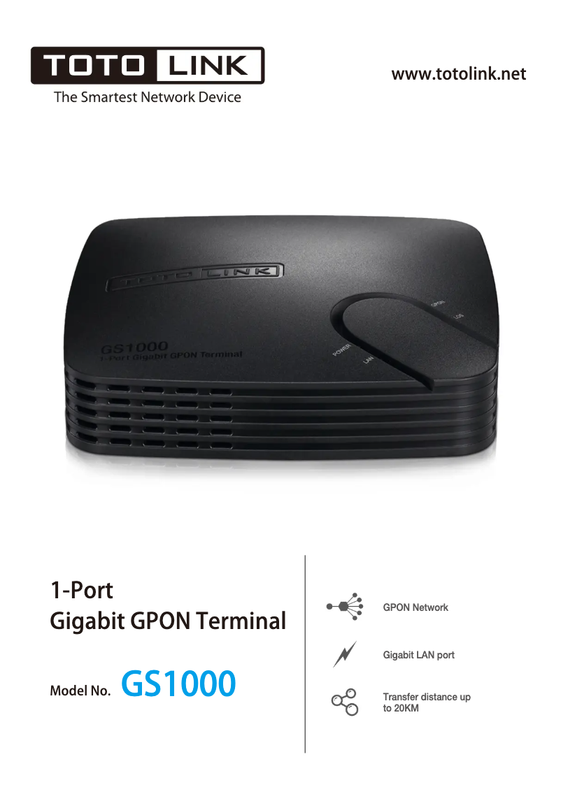 Page 1 de la notice Manuel utilisateur Totolink GS1000