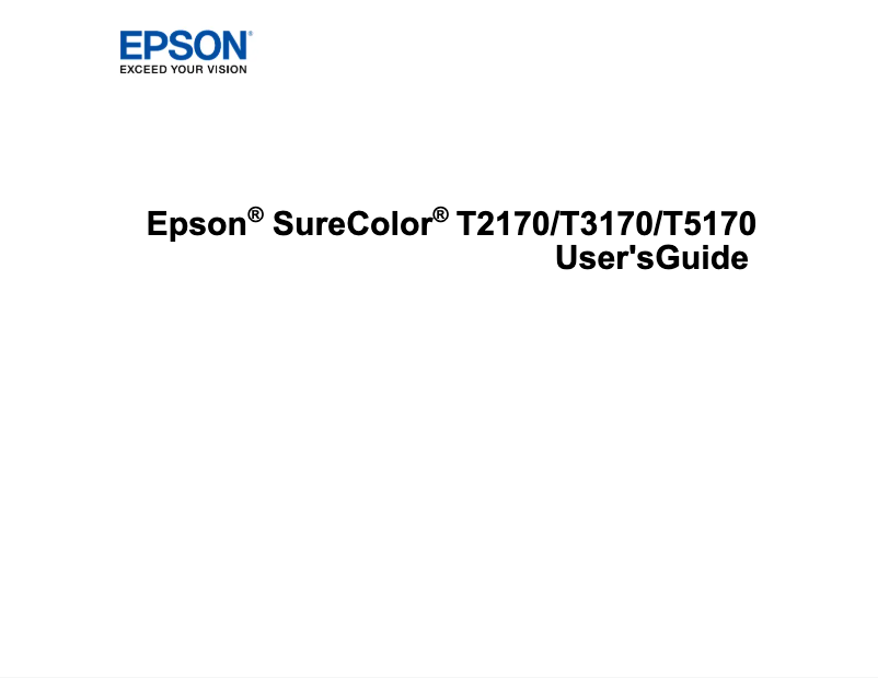 Image de la première page du manuel de l'appareil SureColor T2170