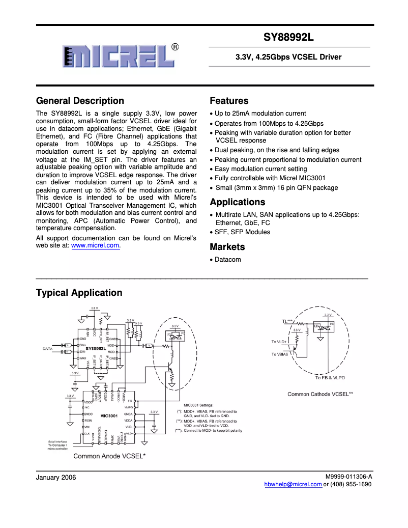 Image de la première page du manuel de l'appareil SY88992L