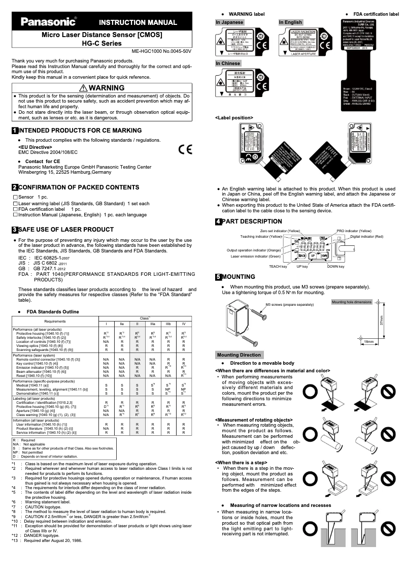 Page n°1 - Manuel utilisateur Panasonic HG-C1050