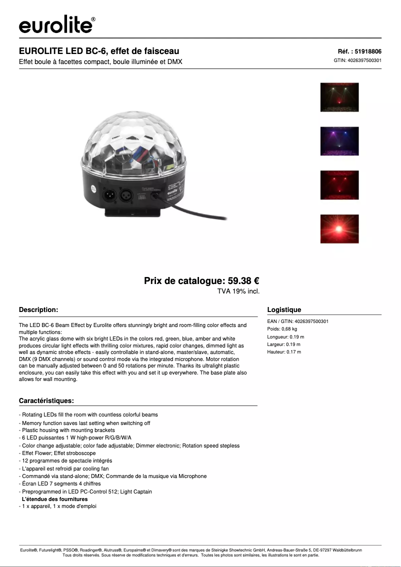 Image de la première page du manuel de l'appareil LED BC-6