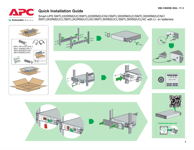 Page n°1 - Guide de démarrage rapide APC Smart-UPS SMTL3000RM2UCNC