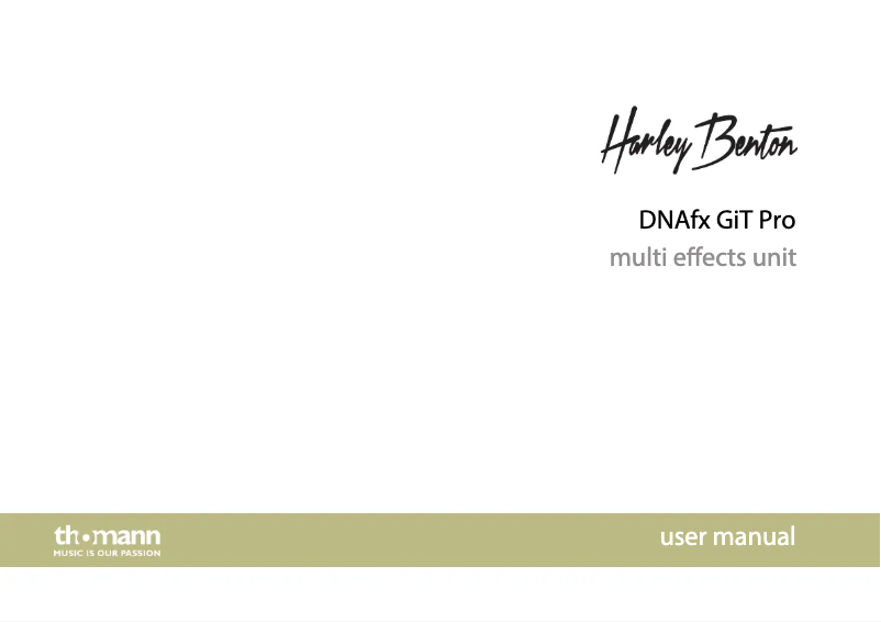 Page 1 de la notice Manuel utilisateur Harley Benton DNAfx GiT Pro