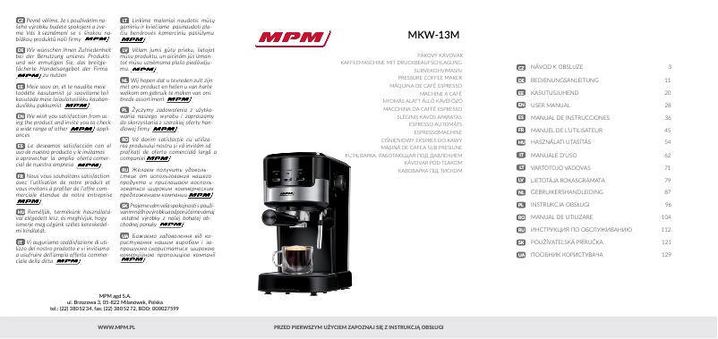 Page 1 de la notice Manuel utilisateur MPM MKW-13M